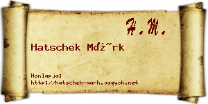 Hatschek Márk névjegykártya